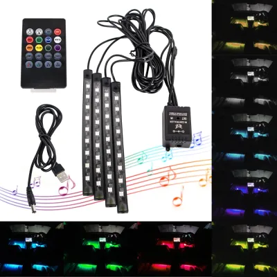 Neon 36 LED Car Interior Ambient Foot Light with USB Wireless Remote Music Control Auto RGB Atmosphere Decorative Lamps
