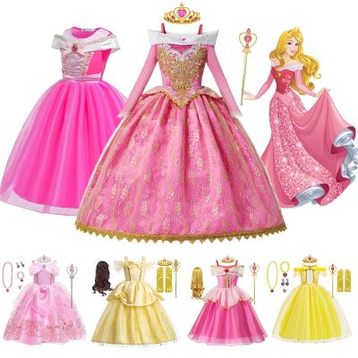 Disney Sleep Beauty Girl Costume Aurora Belle Princess Dress Children Fancy Kids Cosplay Luxury Costume Halloween Xmas Clothes