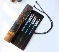 Art Paint Brush Holder 20 Slots Canvas Artist Paint Brushes Case Bag Roll Up Drawing Pen Pouch with Pattern or Solid Color