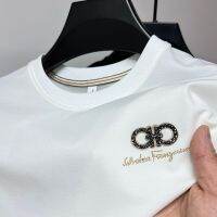 High End Luxury ยี่ห้อแขนสั้นผู้ชายเสื้อยืดคอกลม2023ฤดูร้อนใหม่รูปแบบแฟชั่นพิมพ์ประณีต Hot Diamond Top