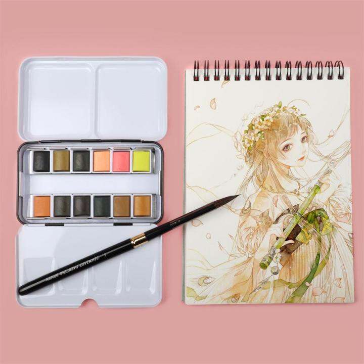 seamiart-12สีดีบุกกล่องสีทึบ-watercolor-ผิวสีน้ำสำหรับการ์ตูนและภาพ-travel-ทำรายงานด้วยมือสีน้ำ-ing-ภาพประกอบสมุดวาดรูปอุปกรณ์