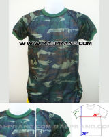 เสื้อทหาร เสื้อลายพราง รูเล็ก คอกลม มีรองบ่า ลายพรางคอมมันโดเขียว (พร้อมส่ง)