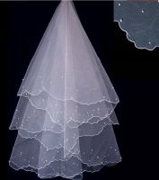 Elegant Pearl Wedding Veil Short White Tulle Bridal Veils 2022 Hair Accessories