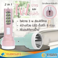 ไฟฉาย+ไฟตั้งโต๊ะ 2 in 1 ชาร์จไฟได้ แบรนด์ KAMISAFE รุ่น KM-8920 ทนทาน ใช้งานง่าย สีสันสวยงาม