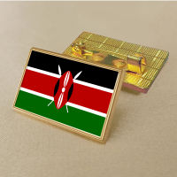 Kenya flag pin 2.5*1.5cm zinc die cast PVC colour coated gold rectangular rectangular medallion badge without added resin