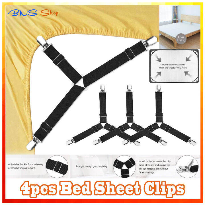 4pcs Triangle Bed Mattress Sheet Corner Clips Grippers Adjustable