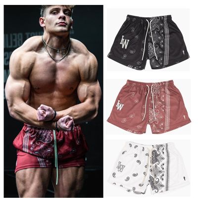 IW Mens Sports and Fitness Shorts Bandana Plus Size American Style Quick Dried Breathable Stretchable Shorts Above Knee Running Basketball Pants