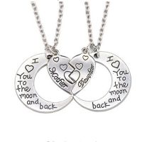 Love Moon Back Necklace Silver