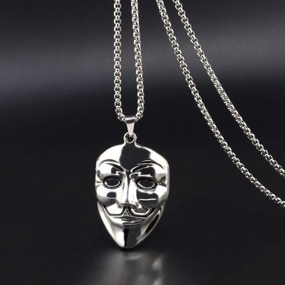 [COD] Korean retro funny clown mask pendant hip-hop men and women sweater chain cold long student necklace