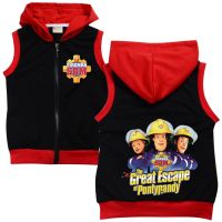 Firefighter Fireman Sam Hoodie Kids Zipper Jacket Baby Boys Hooded Sleeveless Coats Baby Girls Fashion Clothes Toddler Coat Tops