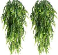 2 Pcs 33.5 Inches Artificial Hanging Plants Outdoor UV Resistant Plastic Fake Hanging Boston Fern Vines