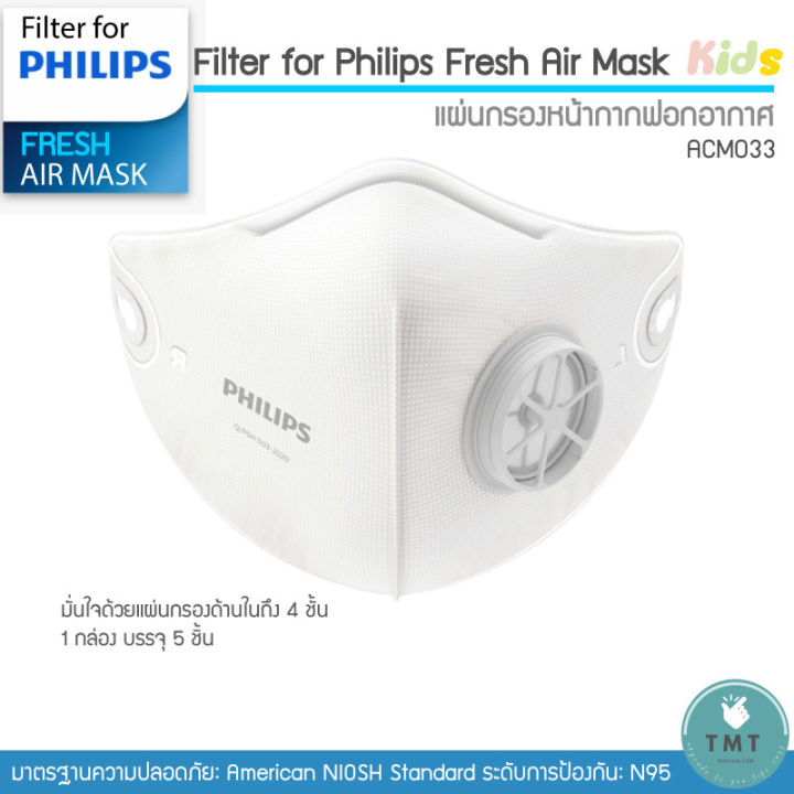 filter-ฟิลเตอร์-size-kids-มีพร้อมส่ง-หน้ากากไฟฟ้า-philips-electronic-mask-acm033-1กล่อง-มี5-ชิ้น-ร้าน-tmt-innovation