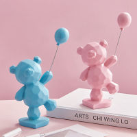 Balloon Bear Figurines Home Decor Animal Statue Home Kawaii Resin Flatback Decorations for Living Room Home Decoration Crafts