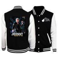 {High-end clothing} แจ็คเก็ตพิมพ์ลาย Johnny Hallyday สำหรับฤดูหนาวของผู้ชาย39; S/ผู้หญิงเสื้อกีฬาแขนยาวใส่เดินถนนเครื่องแบบเบสบอลลำลอง