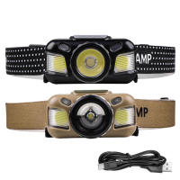 Rechargeable Headlamp IPX4 Waterproof Rechargeable Flashlight Headlamps Powerful Lighting Flashlight in 3 Modes for Cycling Running Fishing Camping competent