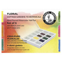 DANIEL SMITH Hand Poured Watercolor Half Pan Set, Floral – Cottage Gardens to Botanicals ( 6 half pan) W285650001