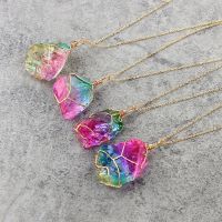 INDRES Fashion Gem Collares Jewelry Chain Crystal Quartz Winding Necklace Pendant Irregular Natural Stone