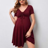 ❍◎☊ Vestidos de renda para mulheres grávidas maternidade sólida decote v manga curta roupas bonitas festa gravidez vestido noite