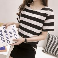 Baju Berlengan Pendek Korean Fashion Plus Size Striped Shirt Fashion Casual Women Blouse Loose Tops Short Sleeve T-shirt