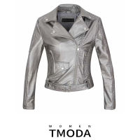 TMODA251 Za Autumn Witner Streetwear Women Motorcycle Faux PU Leather Gray Jackets Lady Biker Outerwear Zipper Coat With Belt