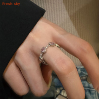 Fresh sky แหวนแฟชั่นรูปหัวใจแนววินเทจสำหรับผู้หญิงแหวนนิ้วทรงเรขาคณิตแบบพังค์เปิดเครื่องประดับสำหรับงานแต่งงานปาร์ตี้อินเทรนด์สำหรับเด็กผู้หญิง