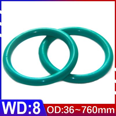 FKM Fluororubber O-Ring Sealing Ring Wire Diameter 8mm OD 36mm-760mm Green Seal Gasket Ringcorrosion Resistant Heat 1Pcs Gas Stove Parts Accessories
