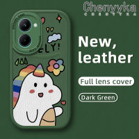 เคส Chenyyyka สำหรับ Realme C33เคสโทรศัพท์หนังนิ่มคุณภาพสูงลายการ์ตูนหลากสีน่ารักยูนิคอร์นนำโชคและทนทานคลุมทั้งหมดป้องกันกล้องเคสสีกันกระแทกเคสนิ่ม