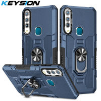 KEYSION เคสเกราะกันกระแทกซิลิโคนนิ่ม Y12 Y17 Y15เคสสำหรับ VIVO + PC ฝาหลังโทรศัพท์ขาตั้งแหวนโลหะสำหรับ VIVO Y11 2019