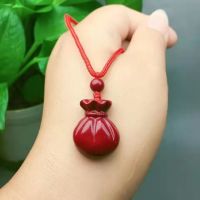 Natural Cinnabar Blessing Bag Pendant Raw Mine High Quality Purple Gold Sand Men and Women Transfer Money to Disaster Prayer Money Bag Necklace NKCZ NKCZ