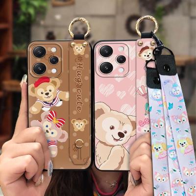 Cute Durable Phone Case For Redmi12 4G Lanyard Phone Holder Soft case Back Cover protective ring Kickstand Wrist Strap