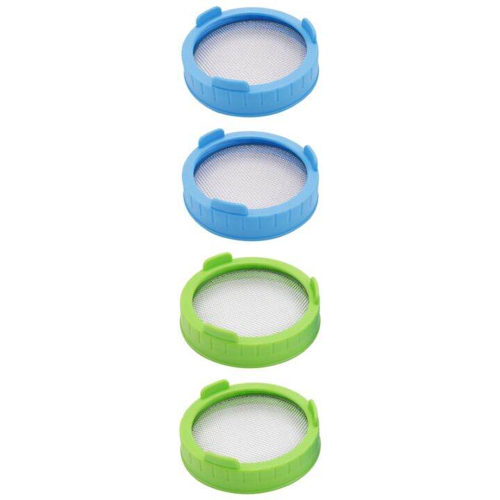 4 Pack Sprouting Lids, Plastic Sprout Lids with Stainless Steel Screen