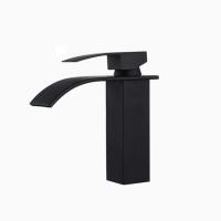 Bath Faucet Bathroom Waterfall Basin Sink Faucet Black Faucet Hot&amp;Cold Water Mixer Vanity Tap Deck Mounted Washbasin Tap Fixture