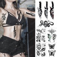 【YF】 Waterproof Temporary Tattoo Sticker Old School Prajna Demon Fake Tattoos Snake Rose Body Art Arm Tatoo Women Men