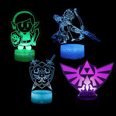 Cartoon Zelda Night Lights 3D Led Anime Lamp Link Breath of the Wild Lighting Bedroom Decoration Legends Figure Birthday Gift