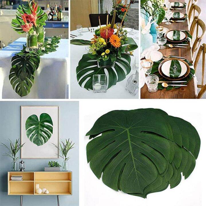 108-pack-palm-leaves-artificial-tropical-monstera-6-kind-artificial-green-palm-leaf-with-stems-for-hawaiian-luau-party