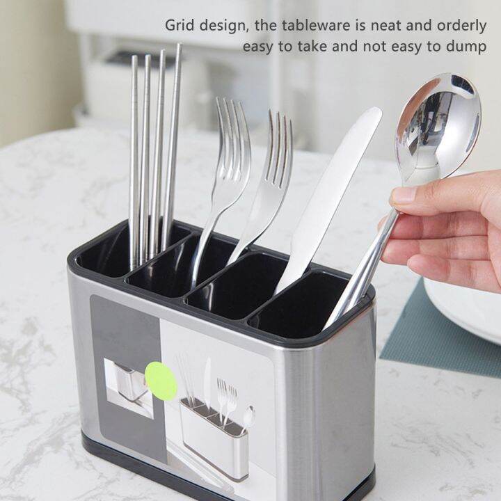 kitchen-utensil-holder-stainless-steel-cutlery-holder-4pcs-removable-divider-utensil-knife-spoon-fork-keep-dry-storage-rack