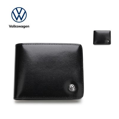 Volkswagen Genuine Leather RFID Bi-fold Short Wallet VWW 137 Black
