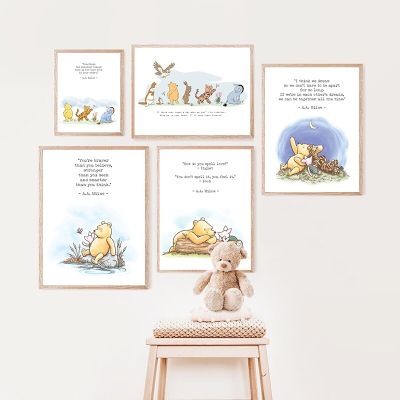 Winnie The Pooh Christopher Robin Quotes พิมพ์โปสเตอร์ Piglet, Eeyore, Tigger การ์ตูน Art-ภาพวาดผ้าใบสำหรับตกแต่งห้องเด็กและเด็ก