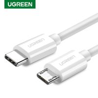 สายเคเบิล Ugreen Type C ถึงไมโคร USB ข้อมูลการชาร์จ PD สำหรับช่องเสียบหูฟัง Sony เครื่องชาร์จโน้ตบุ๊คสายออดิโอ OTG