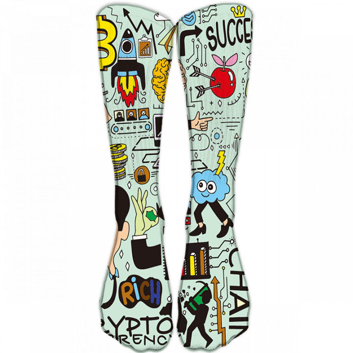 new-style-anime-cartoon-women-colorful-socks-sports-cycling-hip-hop-street-elastic-calf-socks-cotton-soft-unisex-knee-socks