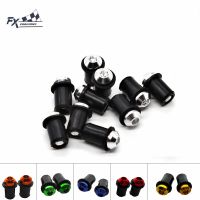 10PCS/set M5 For Honda Suzuki Kawasaki Yamaha Aprilia Ducati Triumph Windscreen Windshield Bolt Aluminum Screw Rubber Well Nuts