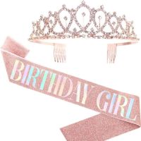 ℗✼▨ Queen Girl Birthday Satin Shoulder Strap Princess Crown Party Etiquette Belt Birthday Girl Sash Party Decoration Supplies