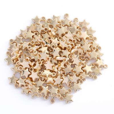 【YF】 100pcs 9mm estrela talão charme banhado a ouro prata ccb plástico pequeno pingente para diy jóias fazendo pulseira colar brinco