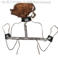 【CW】☍♗  BDSM Bondages Handcuffs CollarLeather Wrist To Neck T-Bar Restraints Erotica and SexSex Couples