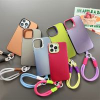 เคสโทรศัพท์สายคล้องสั้นแฟชั่น HOCE สำหรับ iPhone 14 13 12 11 Pro Max สีทึบเคสแบบเนื้อด้านง่าย