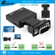 Rovtop VGA to HDMI Audio Video Adapter Power Supply HD Converter