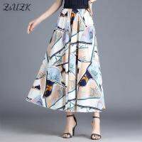 ZUZK Women Flower Long Skirts New Summer Elastic Waist Korean Fashion Skirt Droop A-Line Skirt Jupe Longue Falda 5Colors