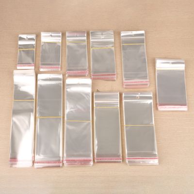 【YF】▬♣℗  100Pcs Transparent Adhesive OPP Plastic Cellophane Gifts Bag Pouch Jewelry With Hole