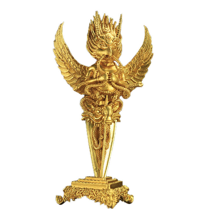 on-sale-ทองแดงบริสุทธิ์-ร็อครูปปั้นนกปีกทองเลียนแบบเนปาล-ลับทองปีกทองปีกทอง-ร็อคนกดูแลพระพุทธรูปความสูง19ซม-พระพุทธรูปทิเบต