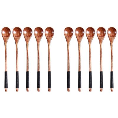 10 Pcs Wooden Spoons Cooking Spoons Honey Spoons Rice Spoons Mixing Spoon Wooden Teaspoon for Coffee Tea Jam Bath Salts